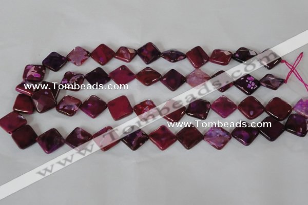 CAG4883 15 inches 14*14mm faceted diamond fire crackle agate beads