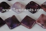 CAG4885 15 inches 14*14mm faceted diamond fire crackle agate beads