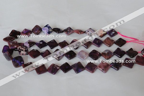 CAG4885 15 inches 14*14mm faceted diamond fire crackle agate beads