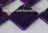 CAG4888 15 inches 25*25mm faceted diamond fire crackle agate beads