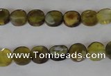 CAG4890 15 inches 8mm faceted coin fire crackle agate beads