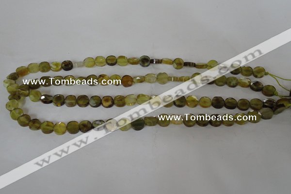 CAG4890 15 inches 8mm faceted coin fire crackle agate beads