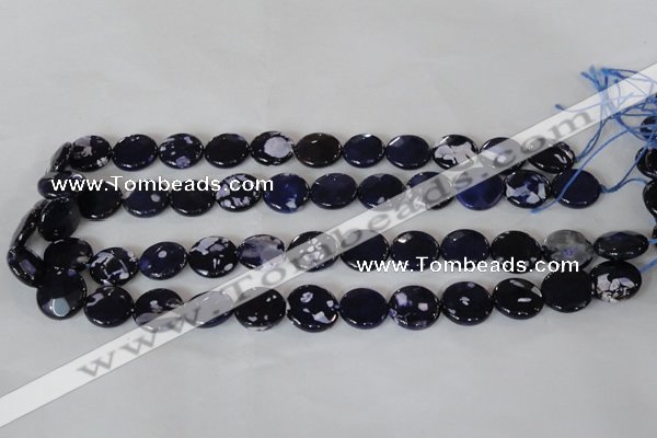 CAG4892 15 inches 15mm faceted coin fire crackle agate beads