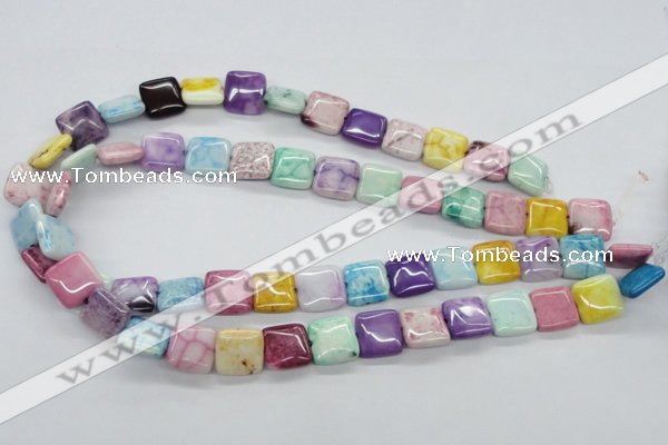 CAG4910 15.5 inches 12*12mm square dyed white agate beads