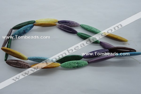 CAG4922 15.5 inches 10*38mm marquise dyed white agate beads