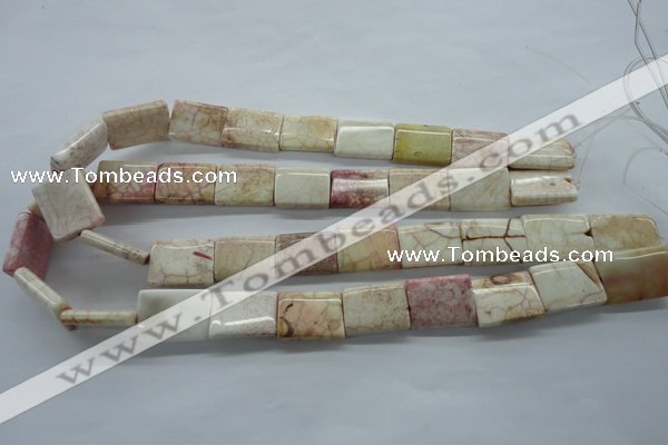 CAG4928 15.5 inches 16*20mm rectangle dyed white agate beads