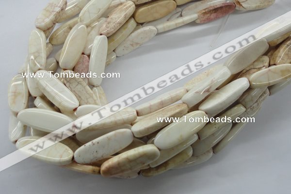 CAG4929 15.5 inches 10*30mm oval dyed white agate beads