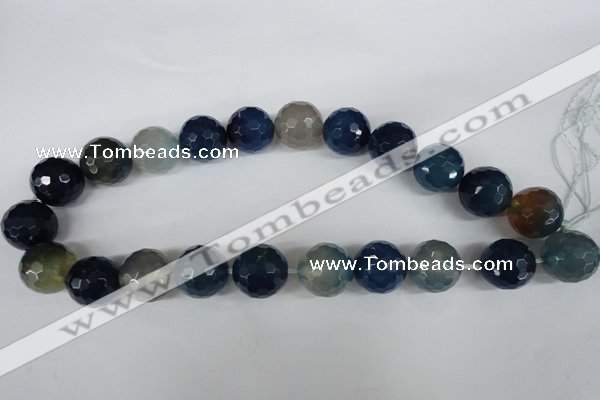 CAG5008 15.5 inches 18mm faceted round agate gemstone beads wholesale