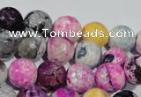 CAG5060 15.5 inches 10mm faceted round fire crackle agate beads