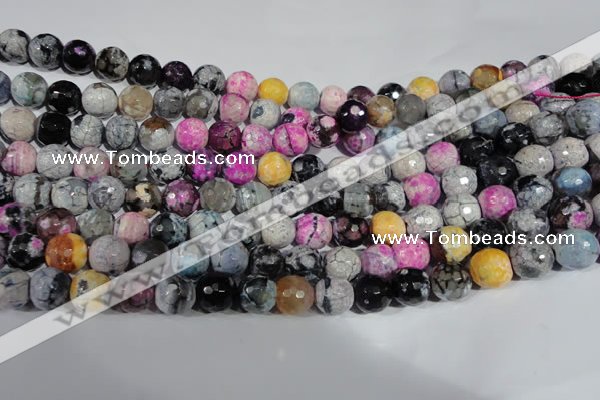 CAG5060 15.5 inches 10mm faceted round fire crackle agate beads