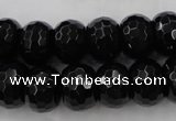CAG5066 15.5 inches 10*13mm faceted rondelle black agate beads