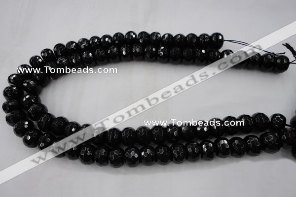 CAG5066 15.5 inches 10*13mm faceted rondelle black agate beads