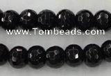 CAG5068 15.5 inches 8*10mm faceted rondelle black agate beads