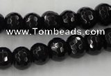 CAG5069 15.5 inches 7*11mm faceted rondelle black agate beads