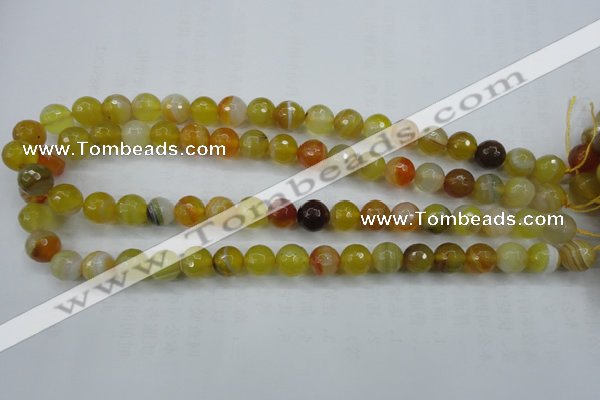 CAG5102 15.5 inches 8mm faceted round line agate beads wholesale