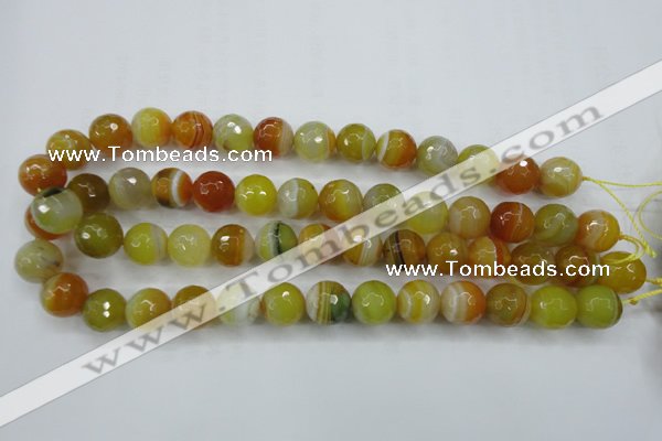 CAG5104 15.5 inches 12mm faceted round line agate beads wholesale