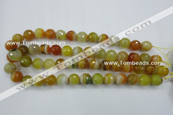 CAG5105 15.5 inches 14mm faceted round line agate beads wholesale