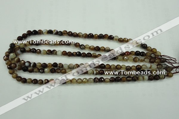 CAG5106 15.5 inches 6mm faceted round line agate beads wholesale