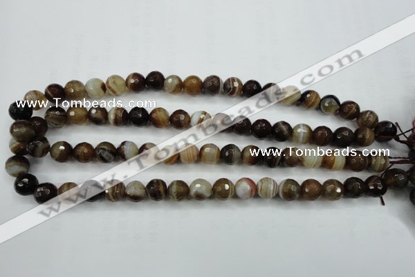 CAG5107 15.5 inches 8mm faceted round line agate beads wholesale