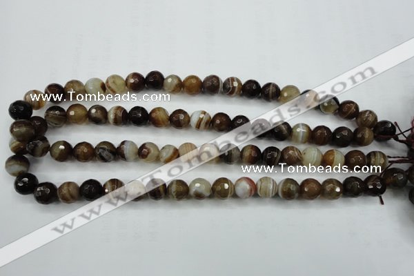 CAG5108 15.5 inches 10mm faceted round line agate beads wholesale