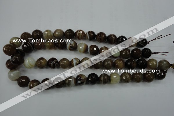 CAG5109 15.5 inches 12mm faceted round line agate beads wholesale