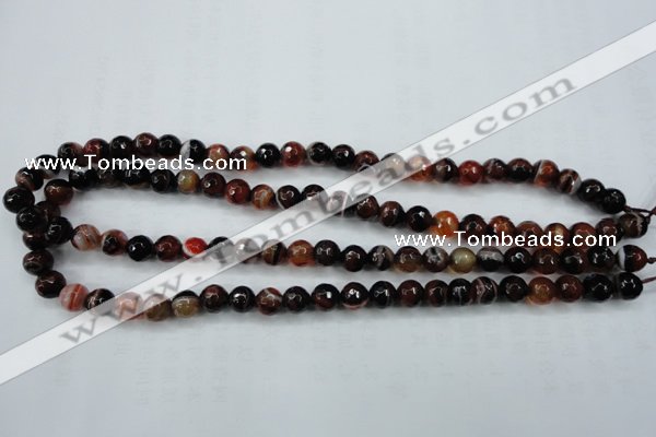 CAG5112 15.5 inches 8mm faceted round line agate beads wholesale