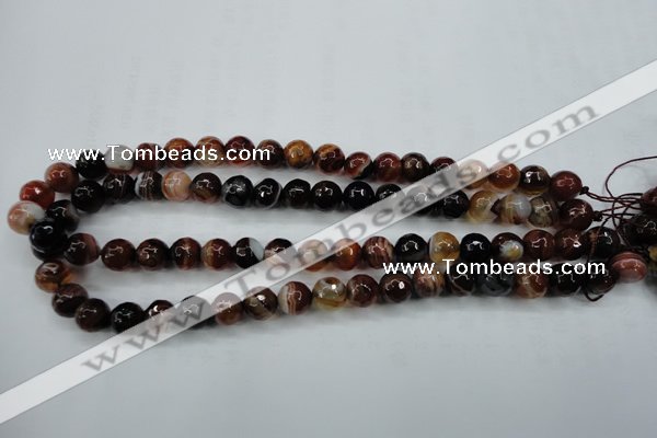 CAG5113 15.5 inches 10mm faceted round line agate beads wholesale