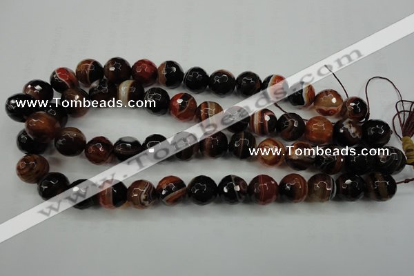 CAG5115 15.5 inches 14mm faceted round line agate beads wholesale