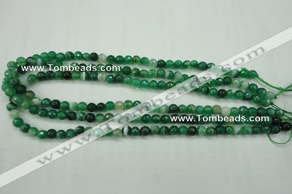 CAG5120 15.5 inches 4mm faceted round line agate beads wholesale