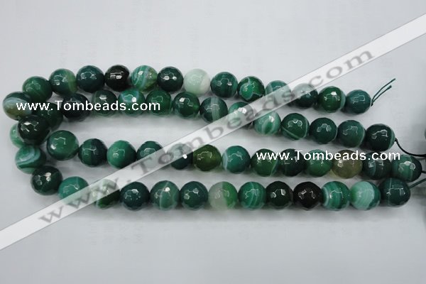 CAG5124 15.5 inches 12mm faceted round line agate beads wholesale