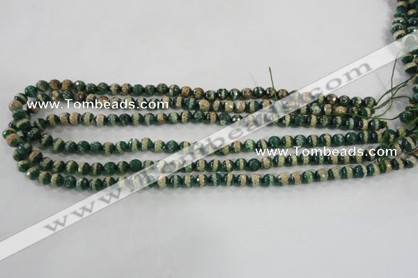 CAG5136 15 inches 6mm faceted round tibetan agate beads wholesale