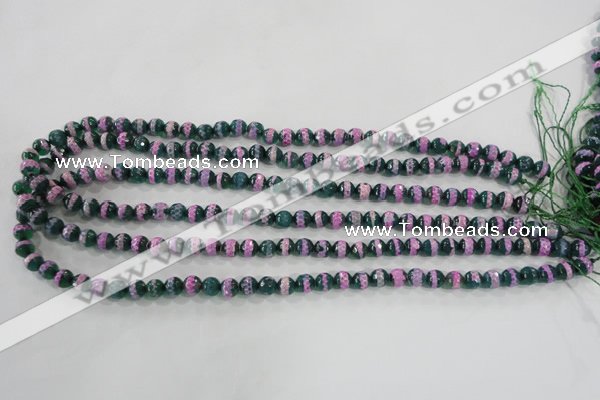 CAG5137 15 inches 6mm faceted round tibetan agate beads wholesale