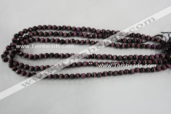 CAG5138 15 inches 6mm faceted round tibetan agate beads wholesale