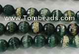 CAG5141 15 inches 8mm faceted round tibetan agate beads wholesale