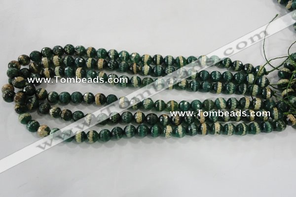 CAG5141 15 inches 8mm faceted round tibetan agate beads wholesale