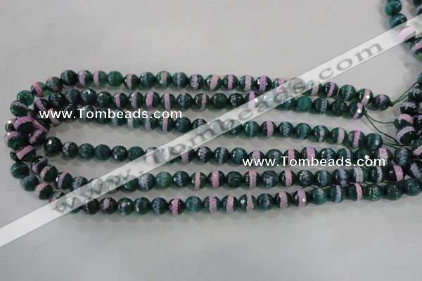 CAG5142 15 inches 8mm faceted round tibetan agate beads wholesale