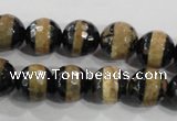 CAG5145 15 inches 10mm faceted round tibetan agate beads wholesale