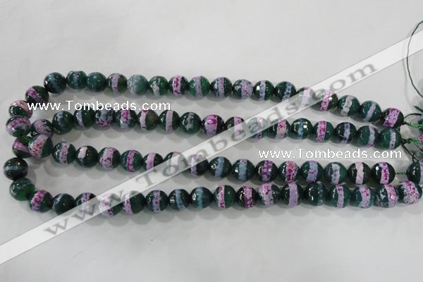 CAG5146 15 inches 10mm faceted round tibetan agate beads wholesale