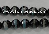 CAG5147 15 inches 10mm faceted round tibetan agate beads wholesale