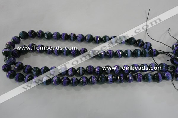 CAG5148 15 inches 10mm faceted round tibetan agate beads wholesale