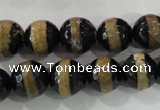 CAG5152 15 inches 12mm faceted round tibetan agate beads wholesale