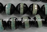 CAG5156 15 inches 12mm faceted round tibetan agate beads wholesale