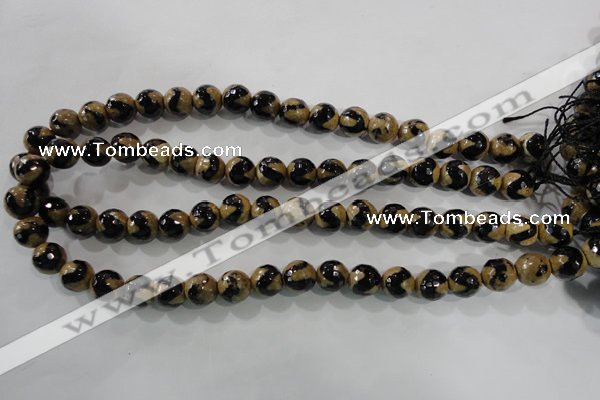 CAG5160 15 inches 10mm faceted round tibetan agate beads wholesale