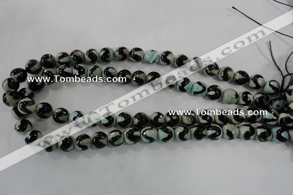 CAG5161 15 inches 10mm faceted round tibetan agate beads wholesale