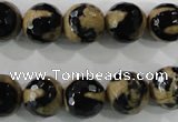 CAG5164 15 inches 12mm faceted round tibetan agate beads wholesale