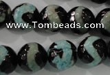 CAG5169 15 inches 14mm faceted round tibetan agate beads wholesale