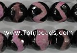 CAG5170 15 inches 14mm faceted round tibetan agate beads wholesale