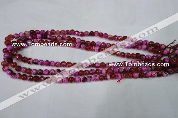 CAG5181 15 inches 6mm faceted round fire crackle agate beads