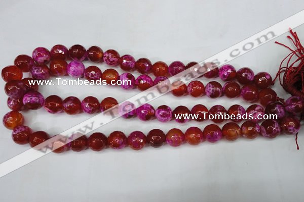 CAG5184 15 inches 12mm faceted round fire crackle agate beads