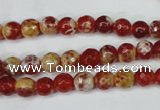 CAG5186 15 inches 6mm faceted round fire crackle agate beads